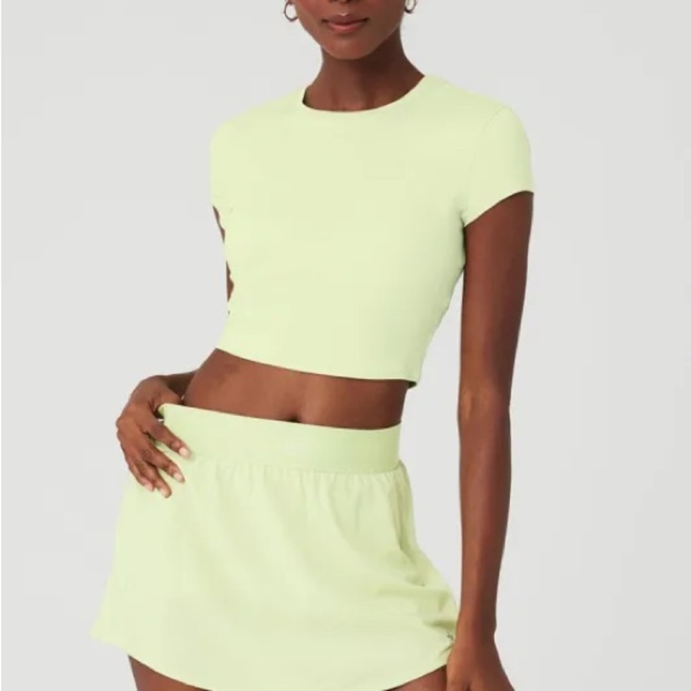 Alosoft Crop Finesse Short Sleeve in Iced Green Tea